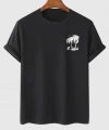 Biçomi Baskılı Oversize Bisiklet Yaka T-shirt - Siyah