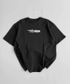 Biçomi Baskılı Oversize Bisiklet Yaka T-shirt - Siyah