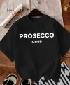 Biçomi Baskılı Oversize Bisiklet Yaka T-shirt - Siyah
