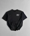 Biçomi Baskılı Oversize Bisiklet Yaka T-shirt - Siyah