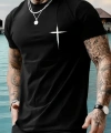 Biçomi Baskılı Oversize Bisiklet Yaka T-shirt - Siyah