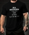 Biçomi Baskılı Oversize Bisiklet Yaka T-shirt - Siyah