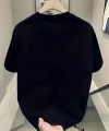 Biçomi Baskılı Oversize Bisiklet Yaka T-shirt - Siyah