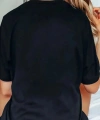 Biçomi Baskılı Oversize Bisiklet Yaka T-shirt - Siyah