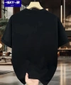 Biçomi Baskılı Oversize Bisiklet Yaka T-shirt - Siyah