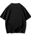 Biçomi Baskılı Oversize Bisiklet Yaka T-shirt - Siyah