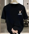 Biçomi Baskılı Oversize Bisiklet Yaka T-shirt - Siyah