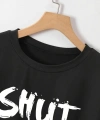 Biçomi Baskılı Oversize Bisiklet Yaka T-shirt - Siyah