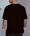Biçomi Baskılı Oversize Bisiklet Yaka T-shirt - Siyah