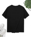 Biçomi Baskılı Oversize Bisiklet Yaka T-shirt - Siyah