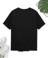 Biçomi Baskılı Oversize Bisiklet Yaka T-shirt - Siyah