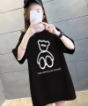 Biçomi Baskılı Oversize Bisiklet Yaka T-shirt - Siyah