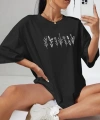 Biçomi Baskılı Oversize T-shirt - Siyah