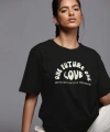 Biçomi Baskılı Oversize T-shirt - Siyah