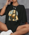 Biçomi Baskılı Oversize T-shirt - Siyah