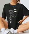Biçomi Baskılı Oversize T-shirt - Siyah