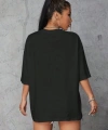 Biçomi Baskılı Oversize T-shirt - Siyah