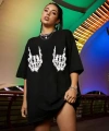 Biçomi Baskılı Oversize T-shirt - Siyah