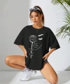 Biçomi Baskılı Oversize T-shirt - Siyah