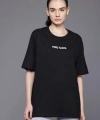 Biçomi Baskılı Oversize T-shirt - Siyah