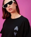 Biçomi Baskılı Oversize T-shirt - Siyah
