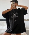 Biçomi Baskılı Oversize T-shirt - Siyah