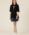 Biçomi Baskılı T-shirt - Siyah