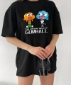 Biçomi Bisiklet Yaka Baskılı Oversize T-Shirt - Siyah