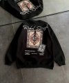 Biçomi Bisiklet Yaka Baskılı SweatShirt - Siyah