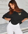 Biçomi Bisiklet Yaka Baskılı T-shirt - Siyah