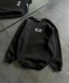 Biçomi Bisiklet Yaka Üç İplik Baskılı Oversize SweatShirt - Siyah