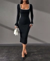 BİÇOMİ Biyeli midi boy elbise siyah A3718