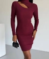 BİÇOMİ Boğazlı gögüs dekolteli elbise bordo f2333