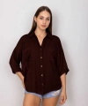 BİÇOMİ Cepli salaş gömlek koyu kahve t1010