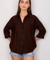 BİÇOMİ Cepli salaş gömlek koyu kahve t1010