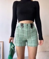 BİÇOMİ Çıtçıtlı siyah köprü tüvit şort yeşil