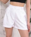 BİÇOMİ Çizgili düğmeli şort beyaz s2551251