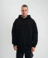 Biçomi Double Oversize Kapşonlu Nakışlı SweatShirt - Siyah