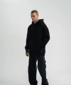 Biçomi Double Oversize Kapşonlu Nakışlı SweatShirt - Siyah