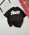 Biçomi Erkek Baskılı Oversize T-shirt - Siyah