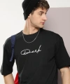 Biçomi Erkek Baskılı Oversize T-shirt - Siyah