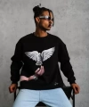 Biçomi Erkek Güvercin Baskılı Sweatshirt - Siyah