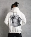 Biçomi Erkek Kanguru Cep Baskılı Kapüşonlu Sweatshirt - Beyaz