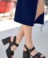 BİÇOMİ Jaina Siyah Cilt Topuklu Sandalet