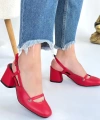 BİÇOMİ Jecci Kırmızı Cilt Topuklu Ayakkabı