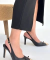 BİÇOMİ Joye Siyah Cilt Topuklu Ayakkabı