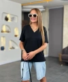 Biçomi Kadın Kısa Kollu V Yaka Bluz