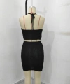 Biçomi Kadın Kolsuz Mini Erer Crop Ikili Triko Takım