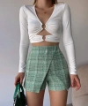 BİÇOMİ Kapaklı tüvit şort etek yeşil