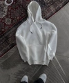 Biçomi Kapşonlu Üç İplik Penye Basic SweatShirt - Beyaz